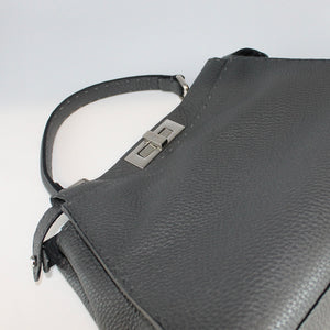 FENDI Peekaboo Selleria Leather Handbag in Grey
