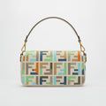 Baguette Multicolour Canvas Bag With FF Embroidery