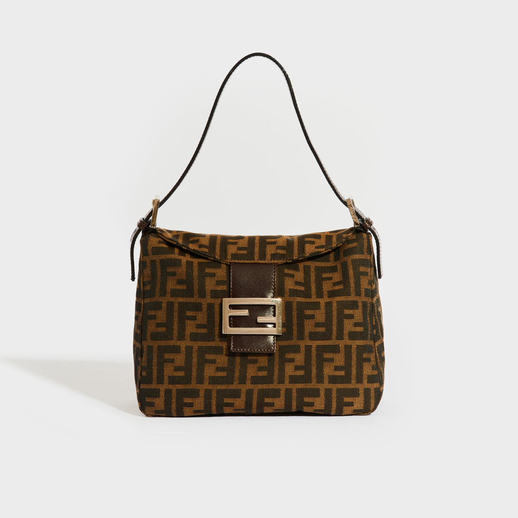 FENDI Mamma Zucca Baguette Shoulder Bag in Brown Canvas