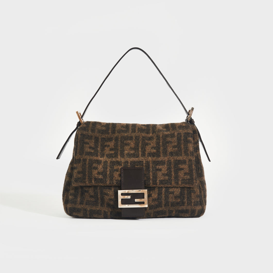 FENDI Mamma Zucca Baguette Shoulder Bag in Brown Wool [ReSale]