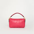 Mini Zucca Baguette Bag in Pink Embossed Leather