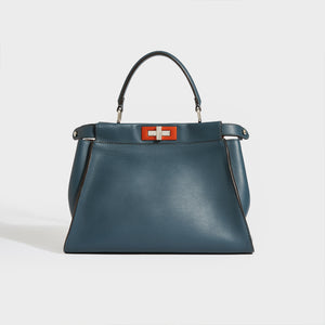 FENDI Peekaboo Handbag in Blue Leather