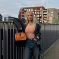 Peekaboo Mini Pockets Leather Bag in Orange