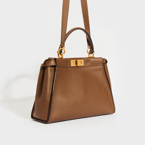 FENDI Peekaboo Regular Nappa Leather Handbag in Brown