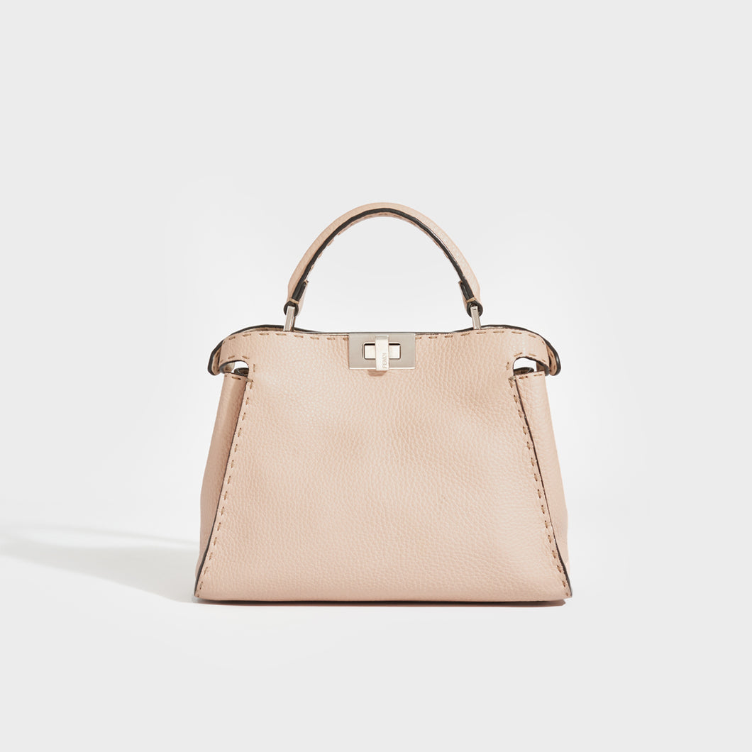 FENDI Peekaboo Selleria Leather Handbag in Nude Pink