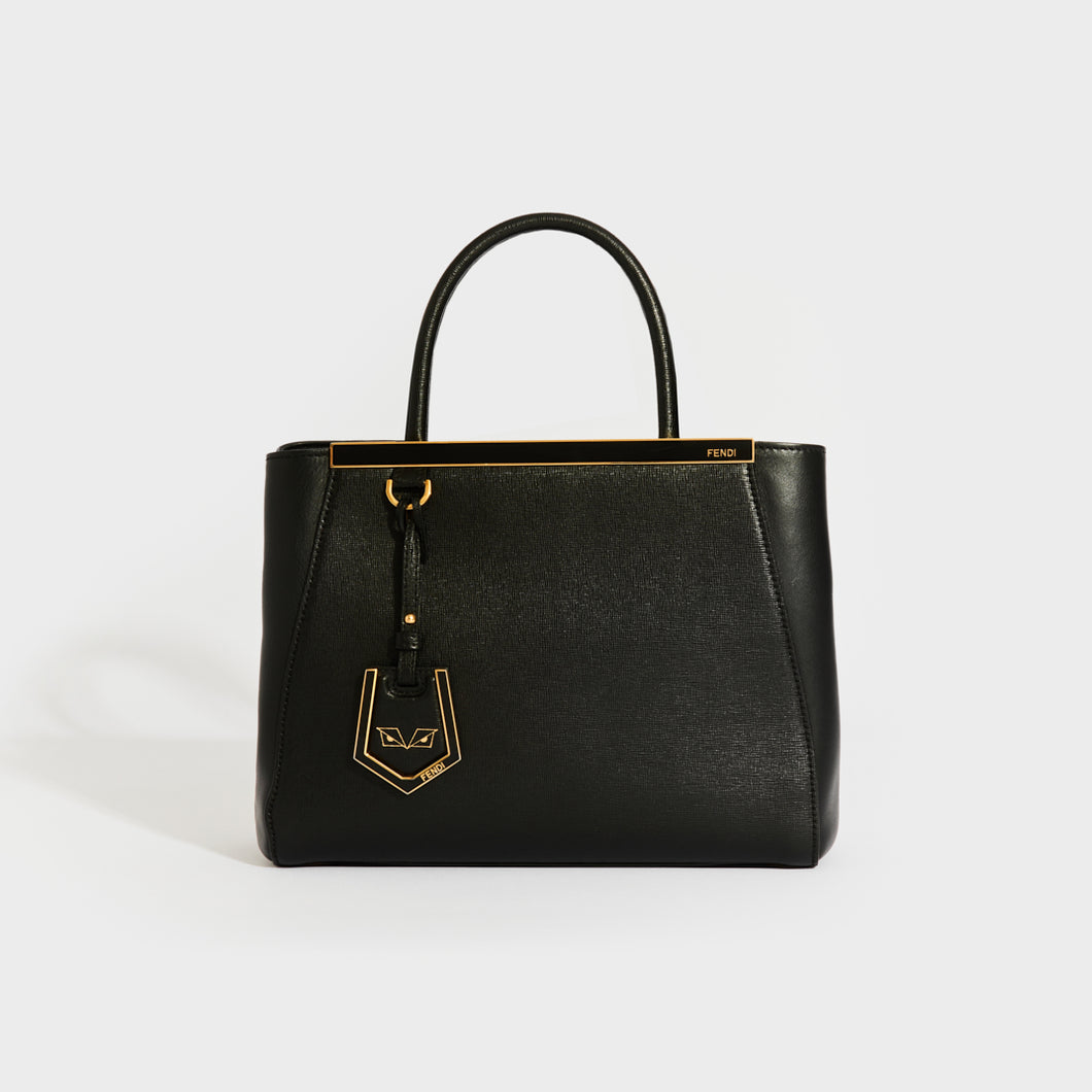 FENDI Petit 2Jours Leather Tote Bag in Black