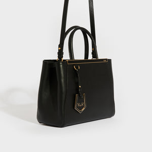 FENDI Petit 2Jours Leather Tote Bag in Black