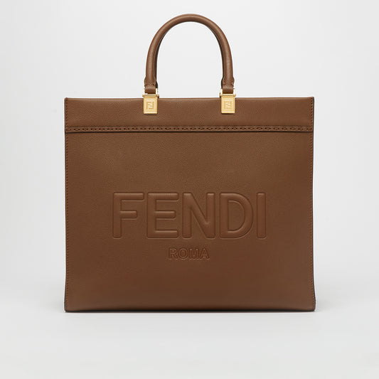 Sunshine Logo-Debossed Leather Tote Bag in Brown