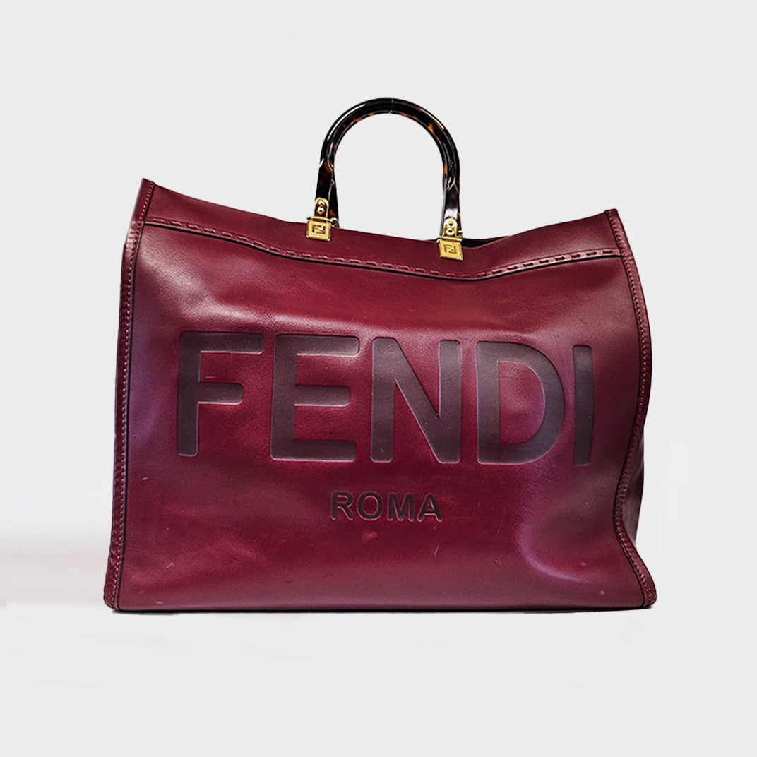 FENDI Sunshine Logo-Debossed Leather Tote Bag [ReSale]