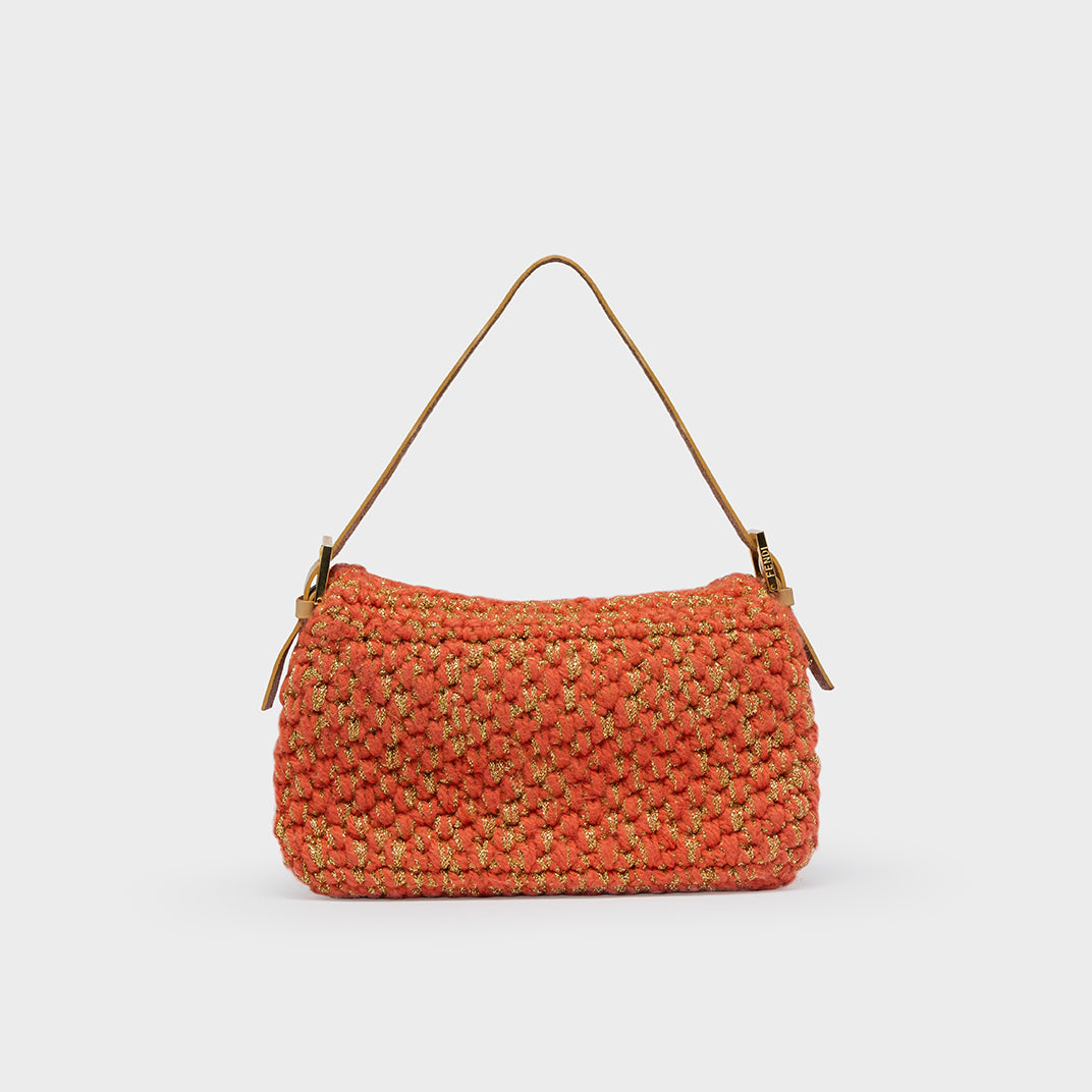 Vintage Crochet Baguette Bag in Orange