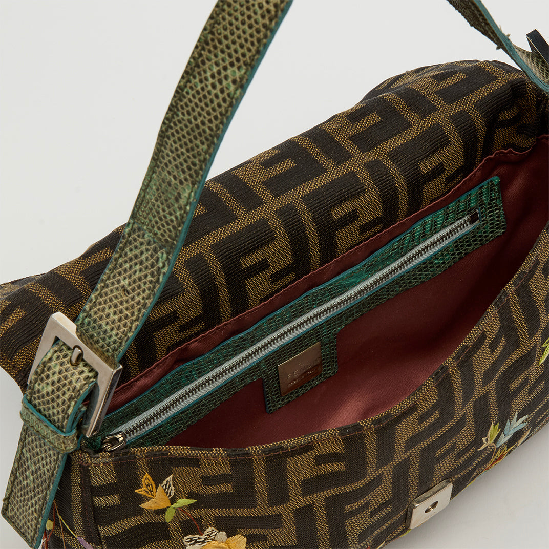 Zucca Floral Embroidered Shoulder Bag