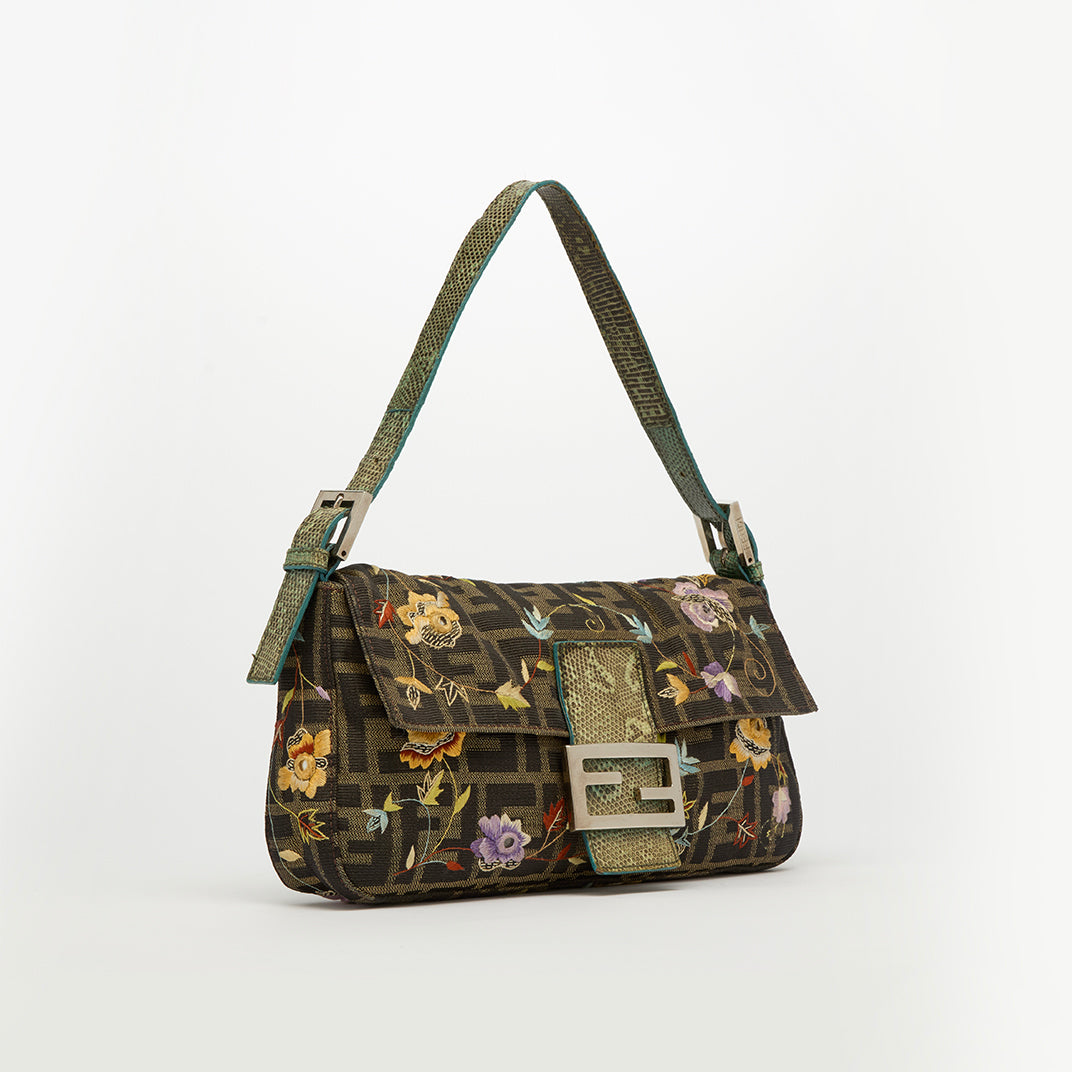 Zucca Floral Embroidered Shoulder Bag