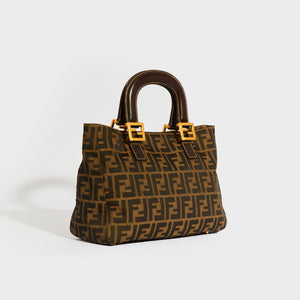 FENDI Zucca Top Handle Canvas Bag