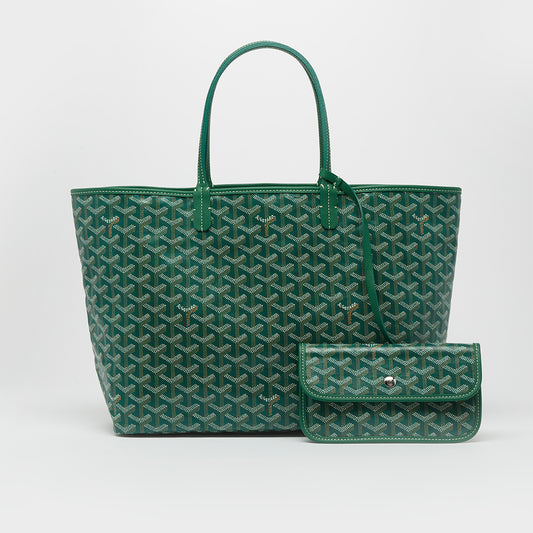 Saint Louis PM Canvas and Leather-Trim Tote in Green