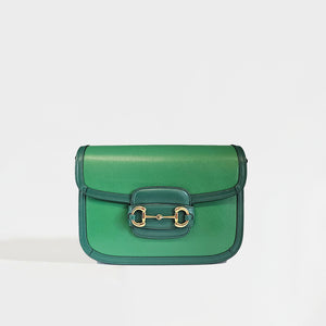 GUCCI Horsebit 1955 Leather Shoulder Bag in Emerald [ReSale]