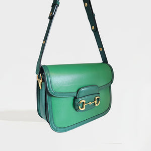 GUCCI Horsebit 1955 Leather Shoulder Bag in Emerald [ReSale]