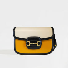Load image into Gallery viewer, GUCCI 1955 Horsebit Leather Shoulder Bag in Orange and White [Resale]