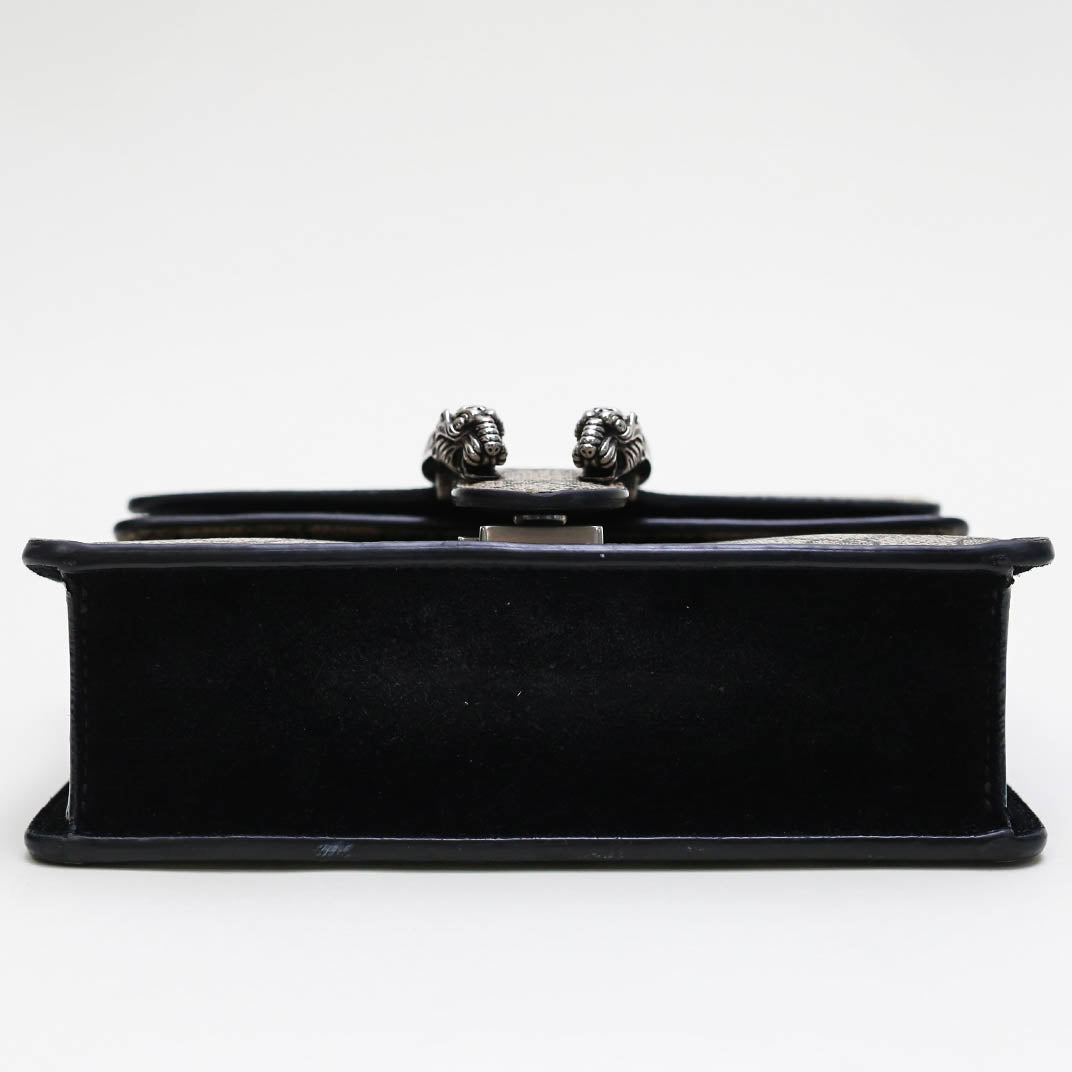 GUCCI Dionysus GG Supreme Mini Bag With Suede Trim in Black [ReSale]