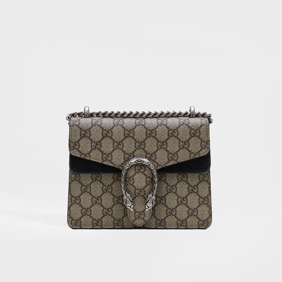 Dionysus GG Supreme Mini Bag With Suede Trim in Black [ReSale]