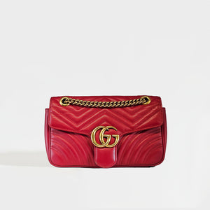 GUCCI GG Marmont Small Shoulder Bag in Red Leather [ReSale]