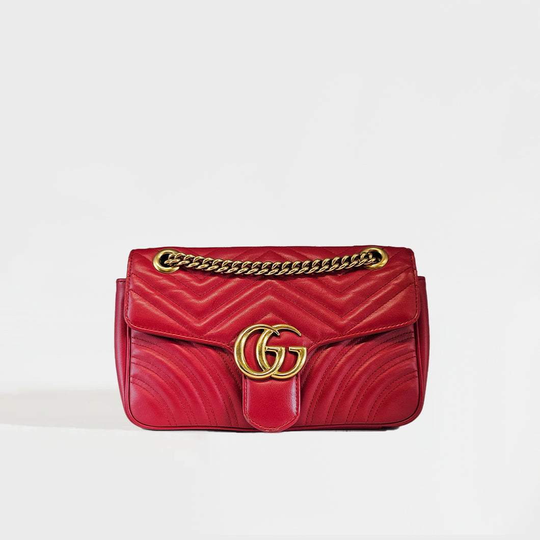 GUCCI GG Marmont Small Shoulder Bag in Red Leather [ReSale]