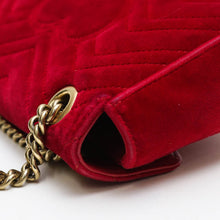 Load image into Gallery viewer, GUCCI GG Marmont Mini Velvet Shoulder Bag in Red [ReSale]