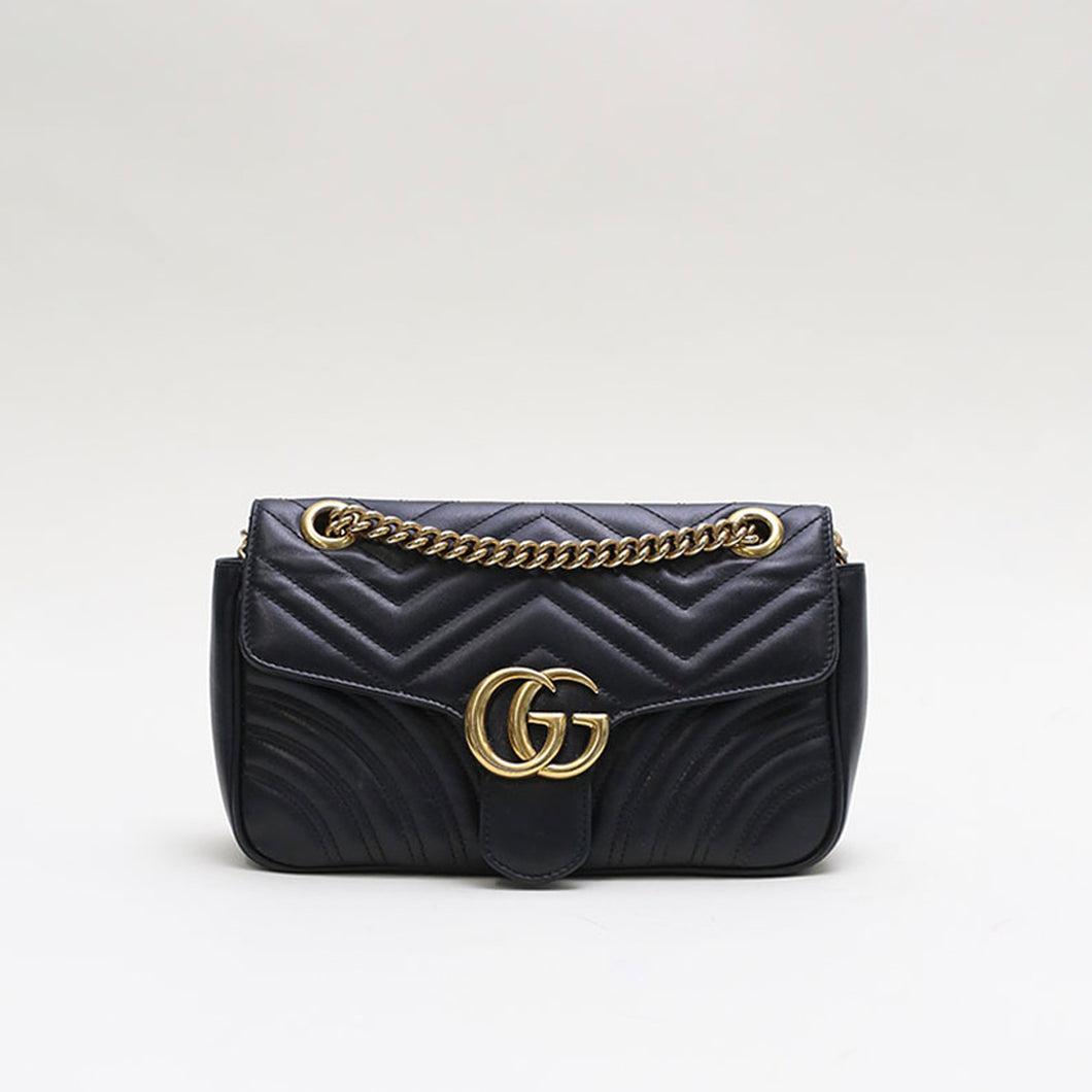 GUCCI GG Marmont Small Matelassé Shoulder Bag in Black [ReSale]