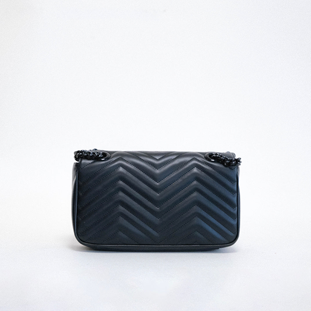 Small GG Marmont Shoulder Bag in Black Leather