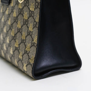 GUCCI Padlock Small GG Bees Shoulder Bag in GG Supreme with Black Leather [ReSale]