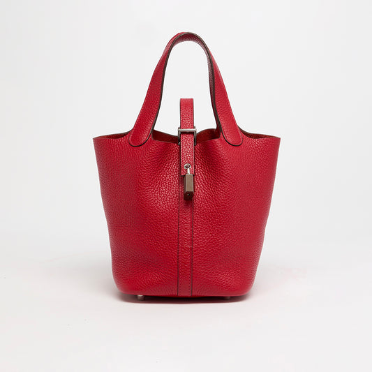 Picotin Lock 18 in Dark Red Clemence Leather