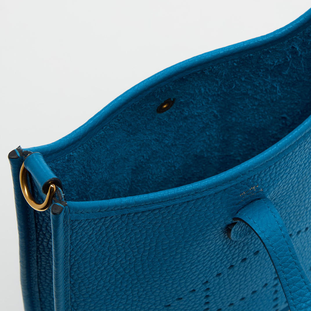 Mini Evelyne Bag in Bleu Zellige Clemence Leather
