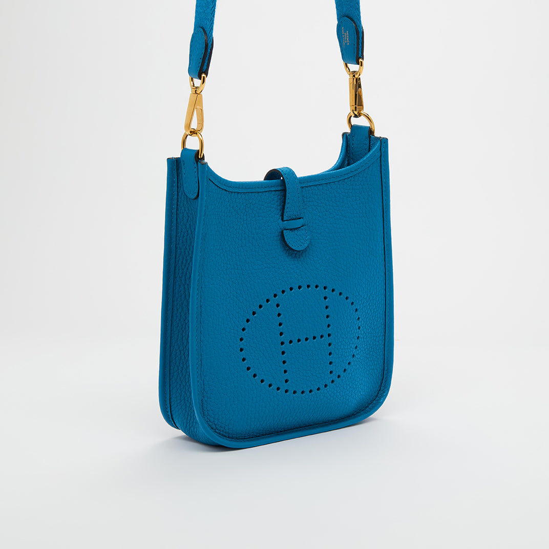 Mini Evelyne Bag in Bleu Zellige Clemence Leather