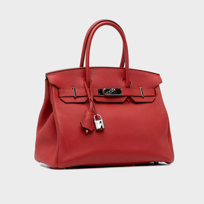 Togo Birkin Retourne 30 in Red with Silver Hardware