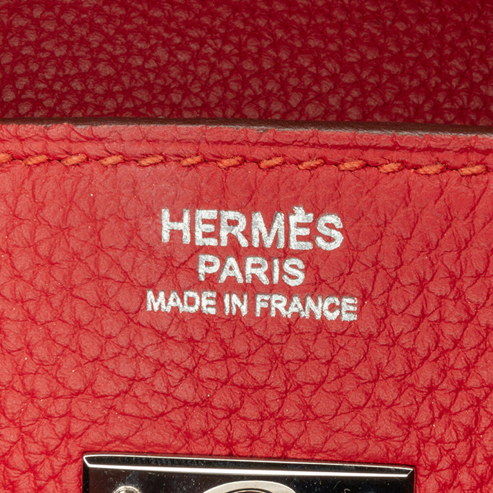 Togo Birkin Retourne 30 in Red with Silver Hardware
