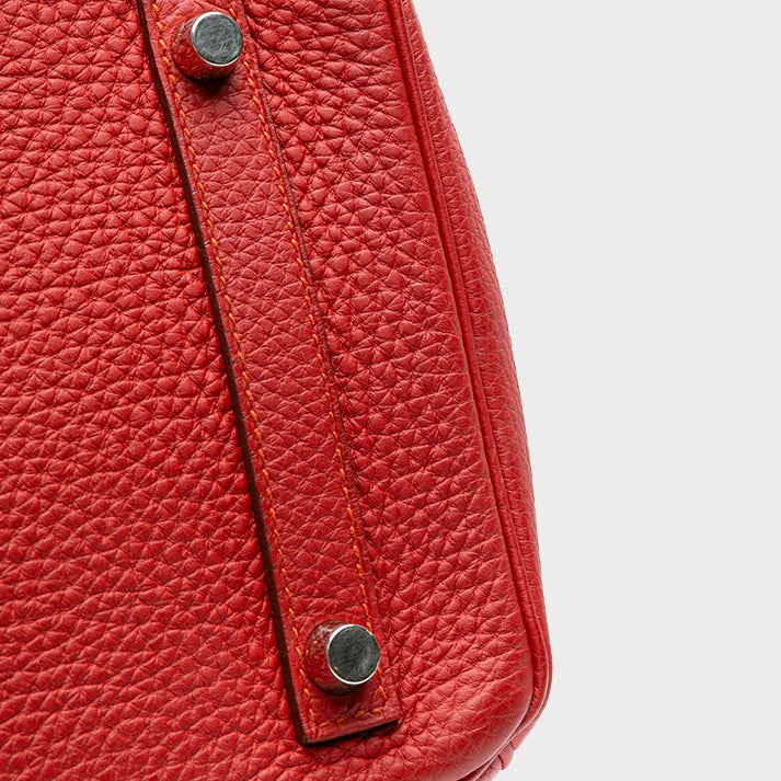 Togo Birkin Retourne 30 in Red with Silver Hardware
