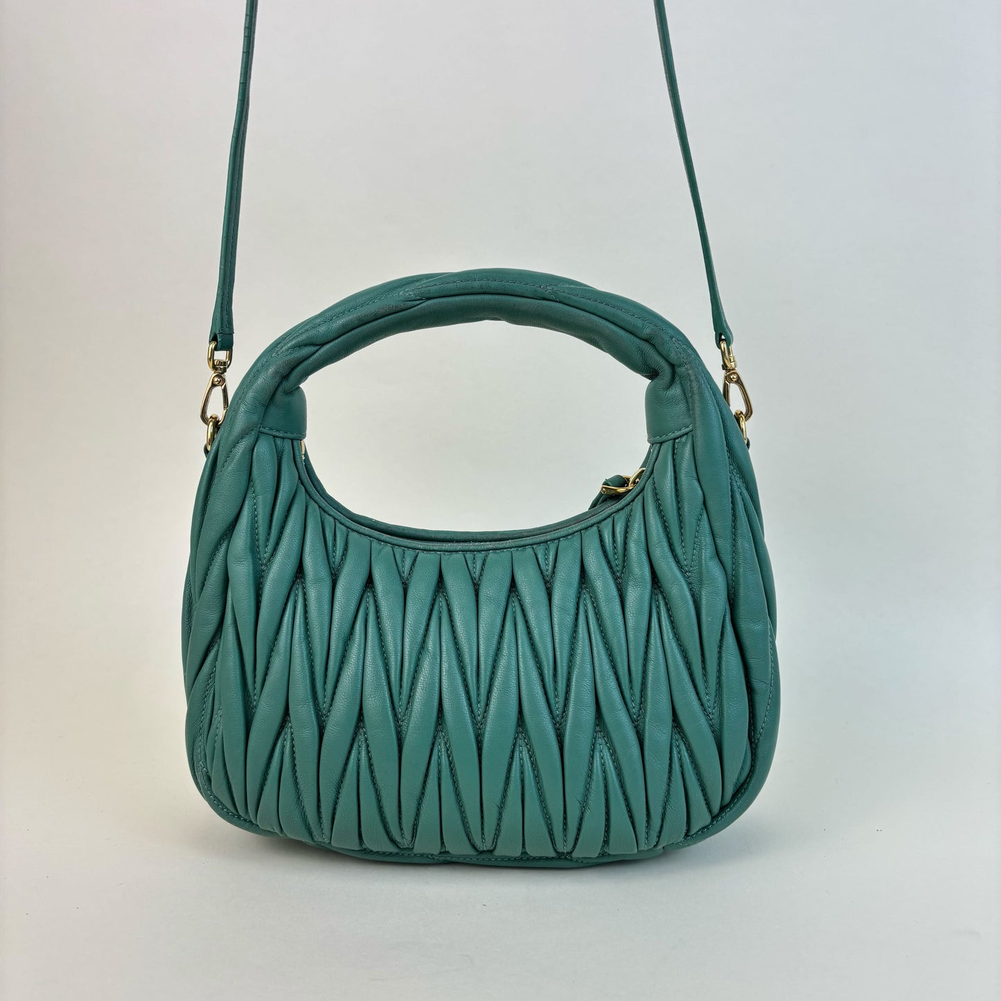 Wander Matelassé Leather Hobo Bag in Green [ReSale]