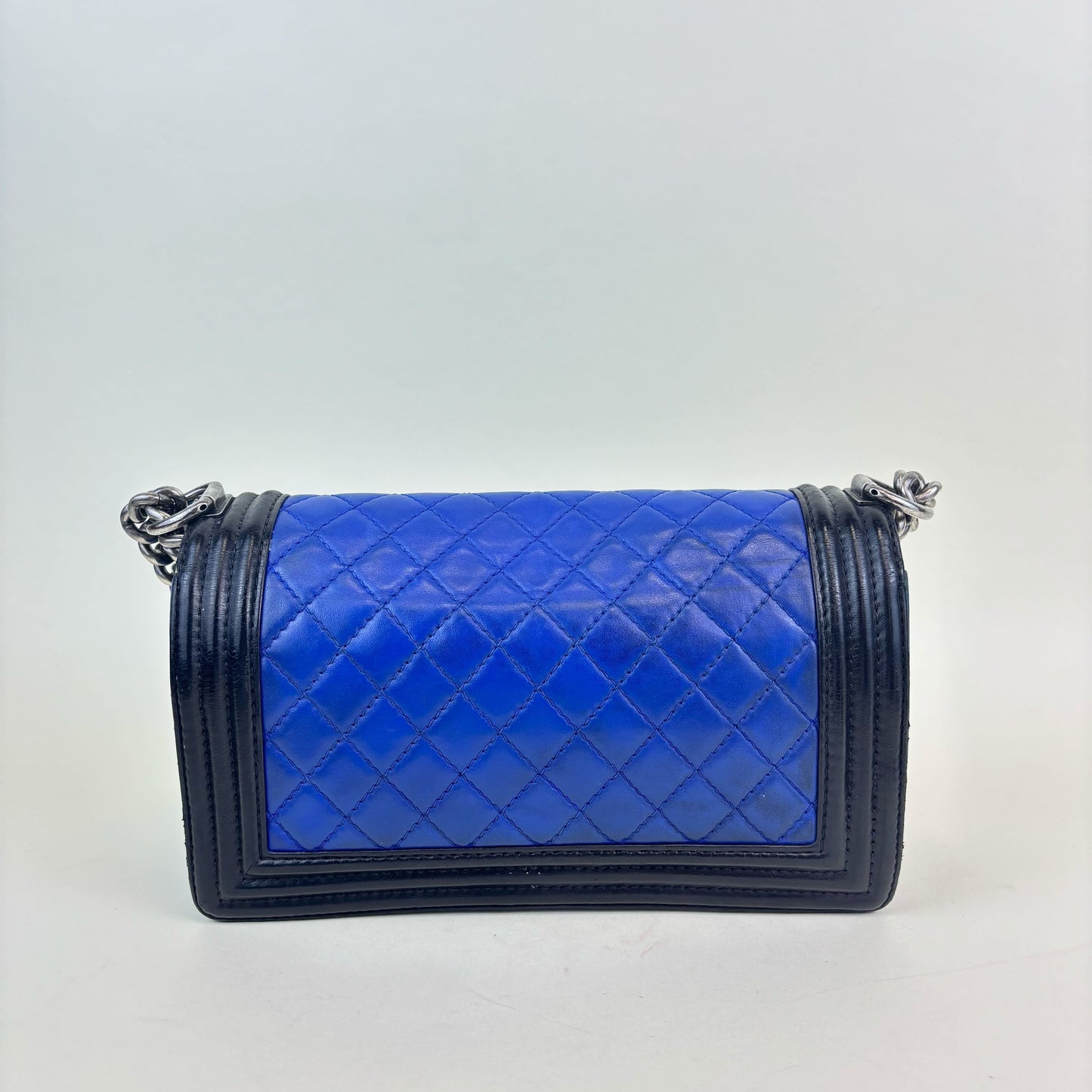 Medium Bicolour Boy Bag in Blue and Black Leather [ReSale]