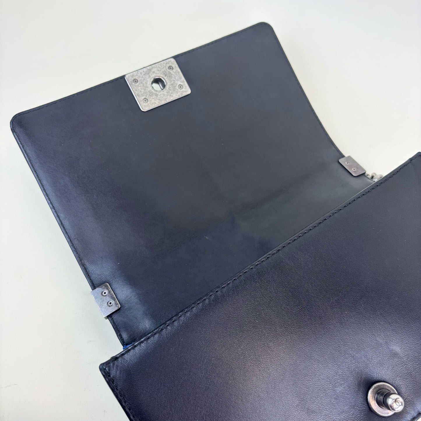 Medium Bicolour Boy Bag in Blue and Black Leather [ReSale]