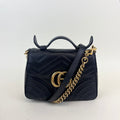 GG Marmont Mini Top Handle Bag in Quilted Black Leather [ReSale]