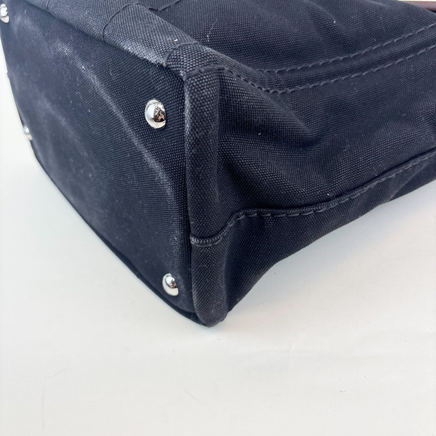 Logo Print Canvas Tote with Wooden Handle [ReSale]