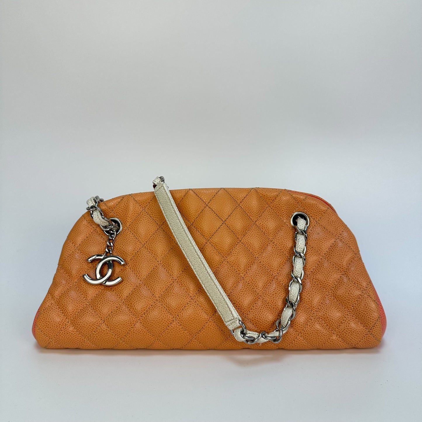 CC Logo Charm Mademoiselle Caviar Tri-Colour Shoulder Bag [ReSale]