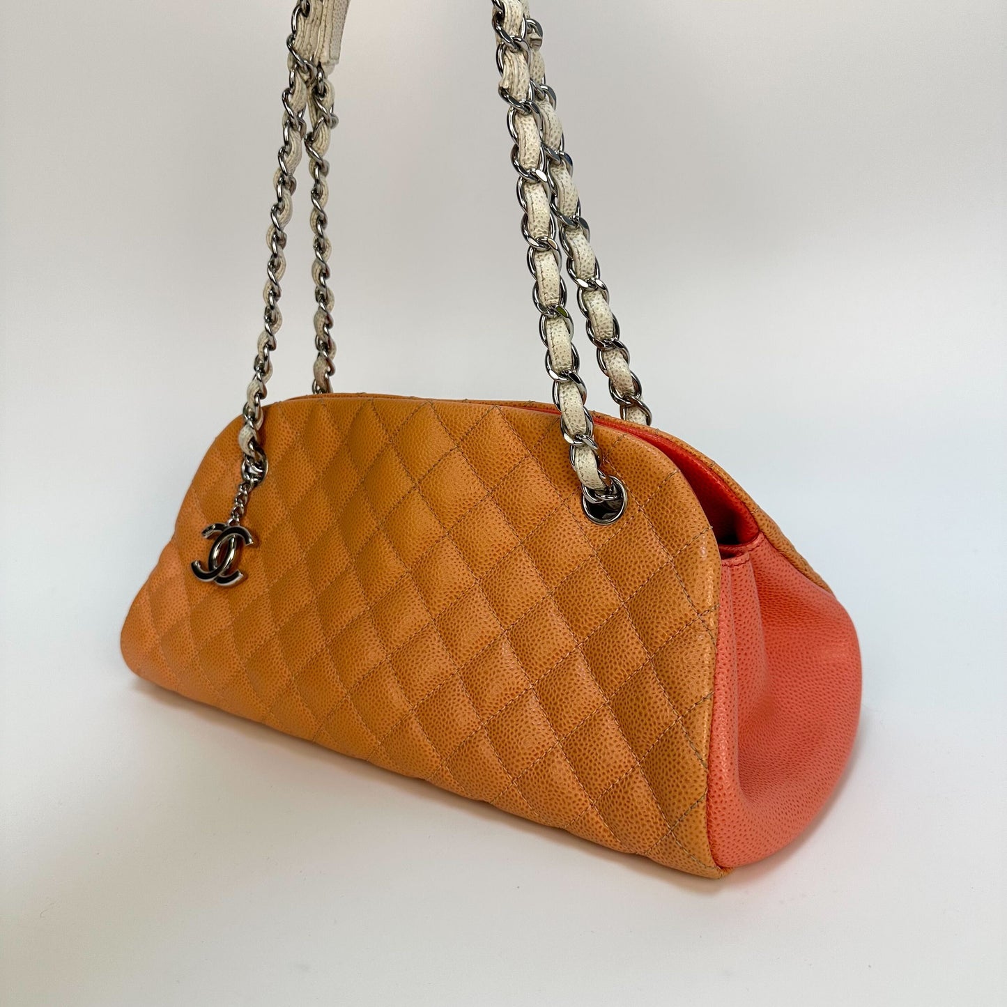 CC Logo Charm Mademoiselle Caviar Tri-Colour Shoulder Bag [ReSale]