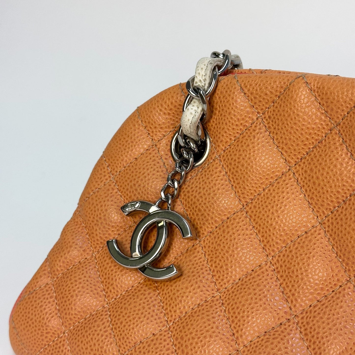 CC Logo Charm Mademoiselle Caviar Tri-Colour Shoulder Bag [ReSale]