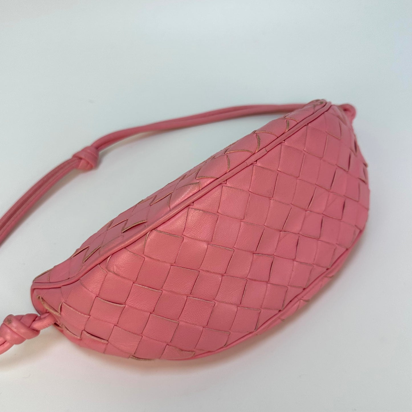 Half Moon Intrecciato Leather Shoulder Bag in Pink [ReSale]
