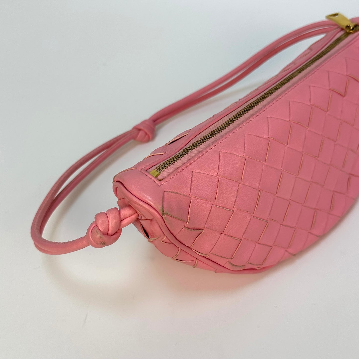 Half Moon Intrecciato Leather Shoulder Bag in Pink [ReSale]