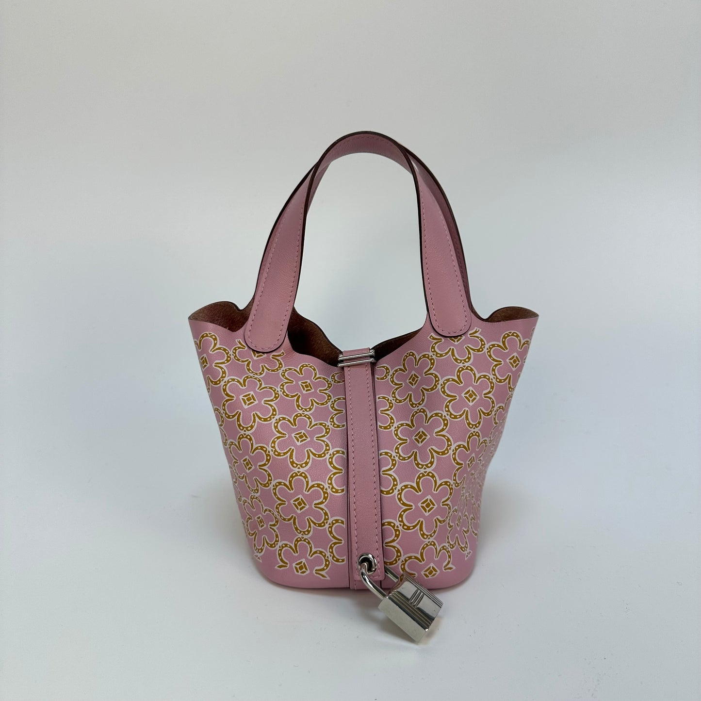 Micro Picotin Lock 14 in Pink Lucky Daisy Swift Leather [ReSale]
