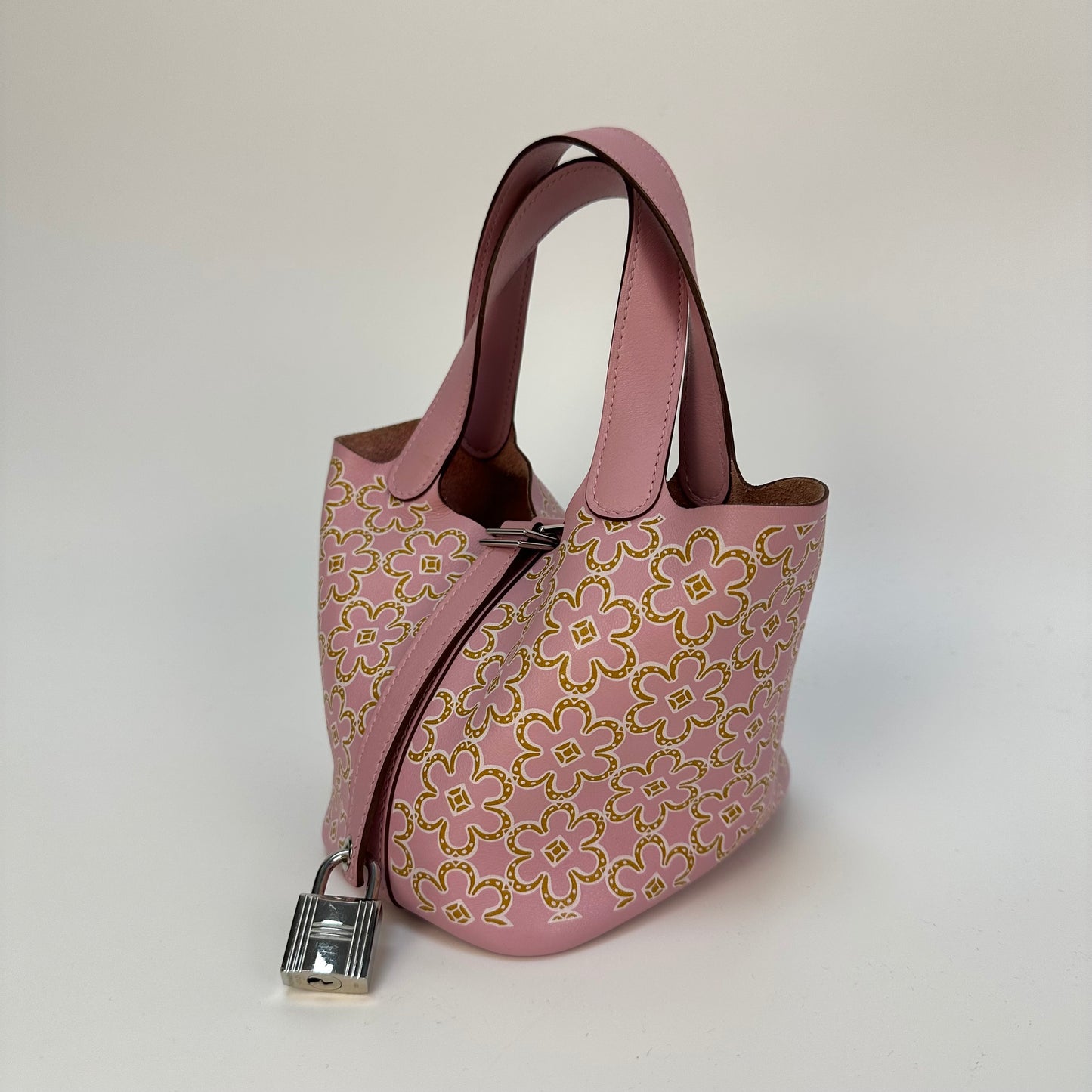 Micro Picotin Lock 14 in Pink Lucky Daisy Swift Leather [ReSale]