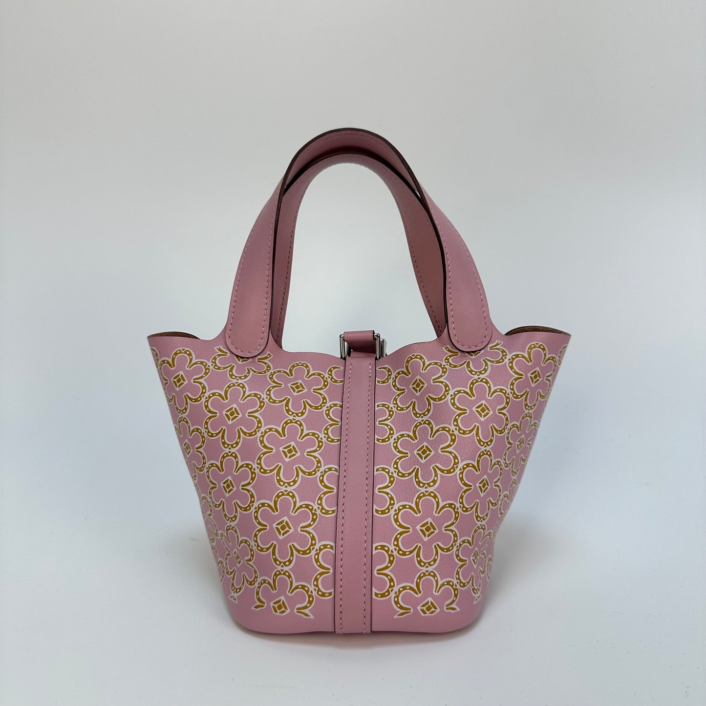 Micro Picotin Lock 14 in Pink Lucky Daisy Swift Leather [ReSale]