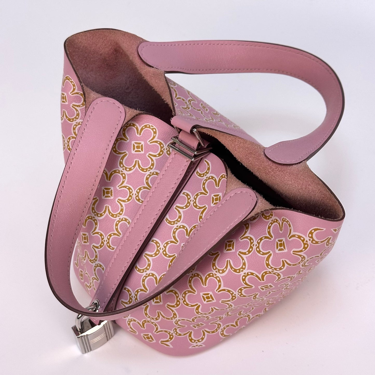 Micro Picotin Lock 14 in Pink Lucky Daisy Swift Leather [ReSale]