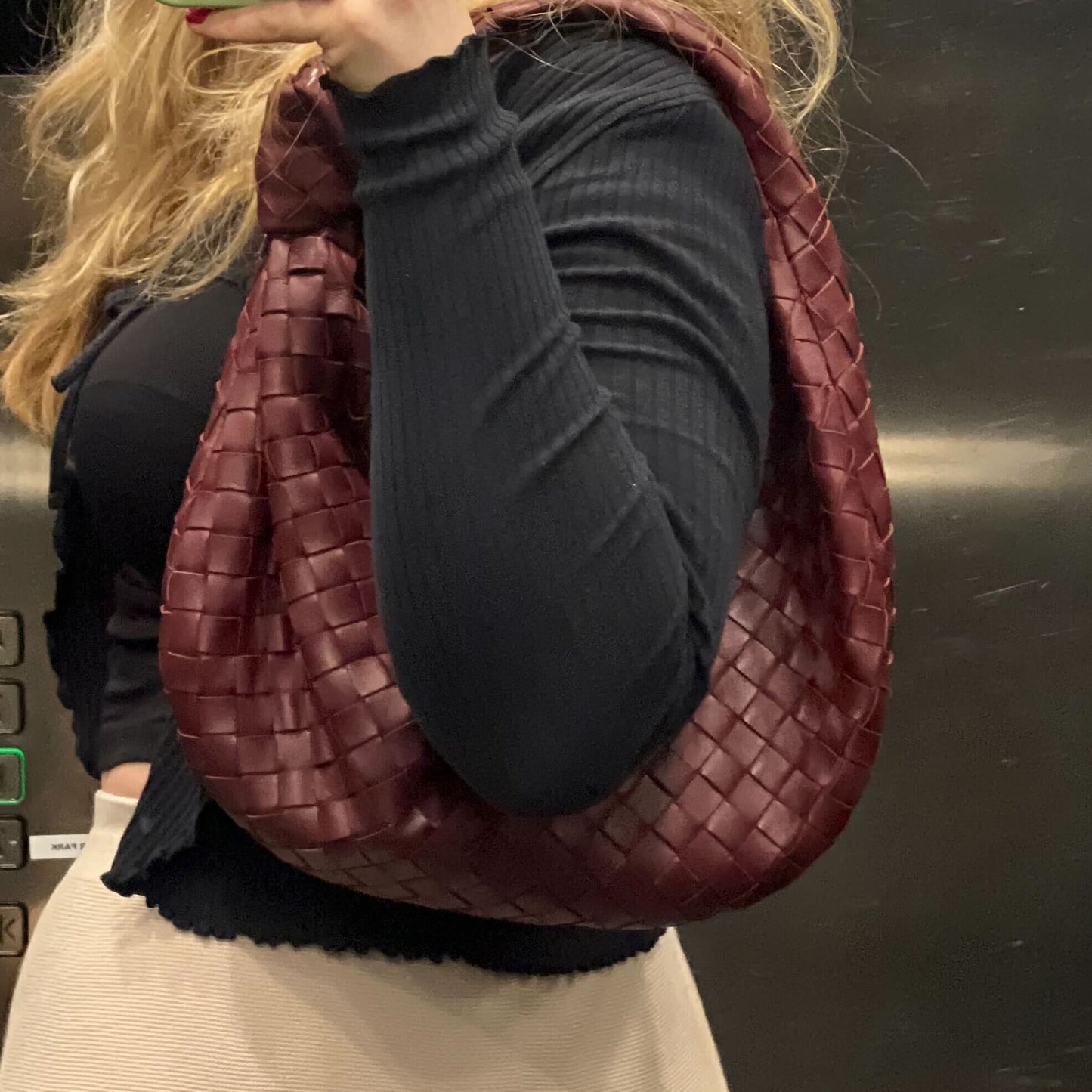 Teen Jodie Intrecciato Leather Bag in Bordeaux